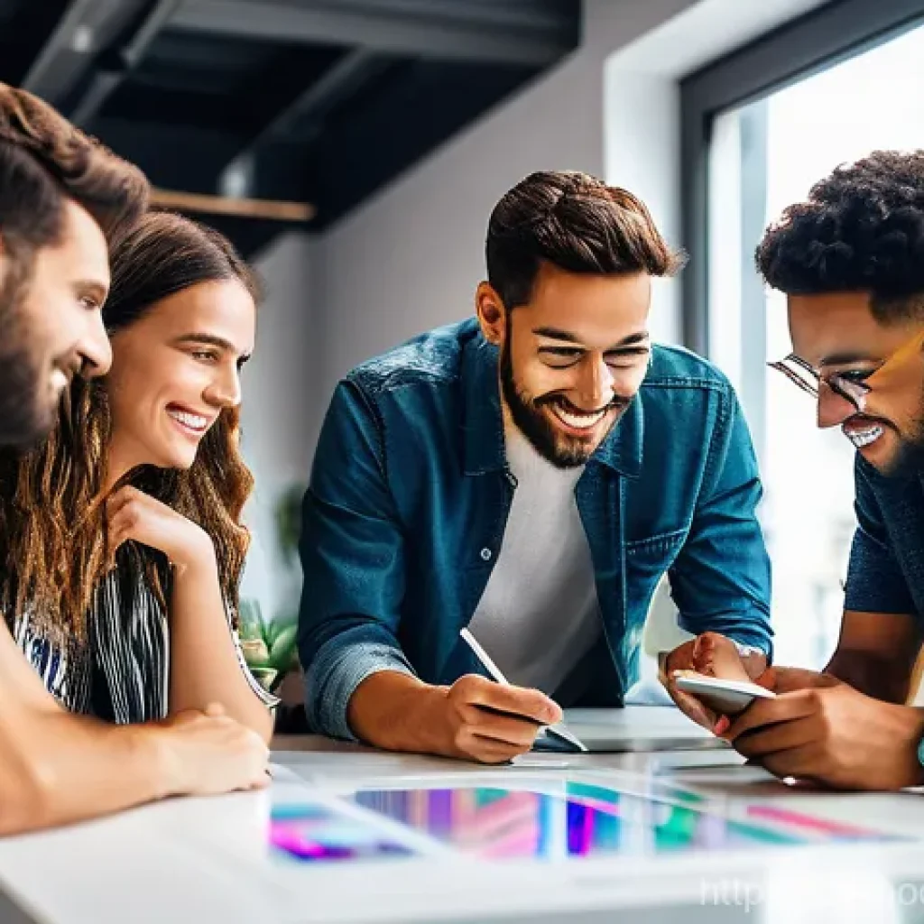 시장 기회 평가 모델의 다차원 접근법 - A vibrant, diverse group of young adults (aged 20-30s), casually dressed in modern street clothes, a...