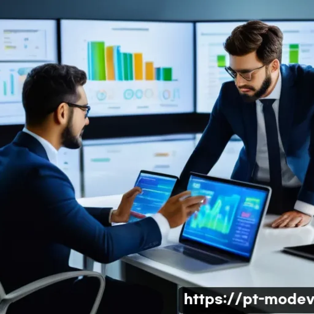 시장 기회 평가 모델의 변화관리 전략 - A modern business meeting scene set in a sleek São Paulo office with diverse professionals engaged i...