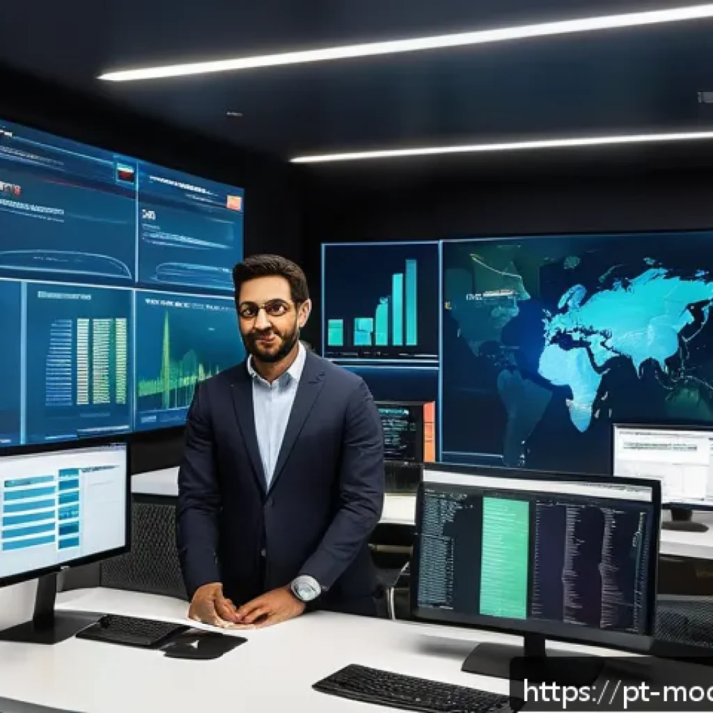 시장 기회 평가 모델에 적합한 소프트웨어 소개 - A sleek modern office environment with a diverse team of professionals analyzing real-time market da...