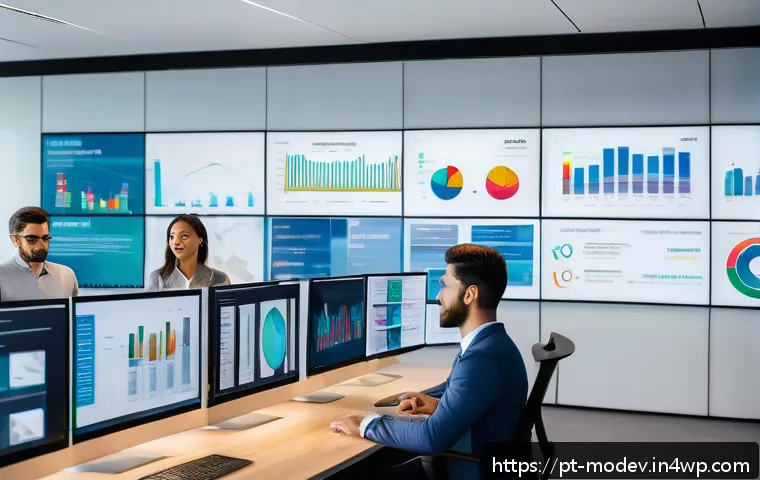 시장 기회 평가 모델의 의사결정 지원 시스템 - A modern corporate office environment with a diverse team of Brazilian business professionals analyz...